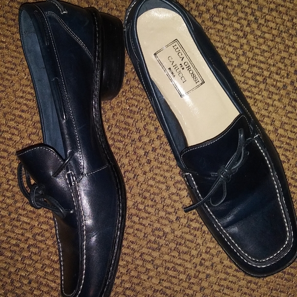 Luca Grossi per Carucci Shoes Women's Blue Leather Loafers Made in Italy - Picture 7 of 13